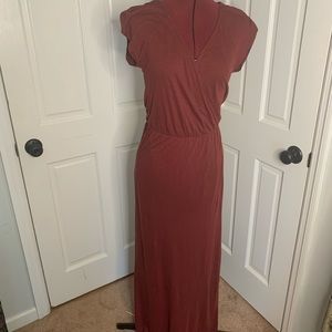Floor Length Red Faux Wrap Dress